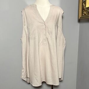 NEW Torrid 3X Harper Linen Pullover Tank Mushroom NWT